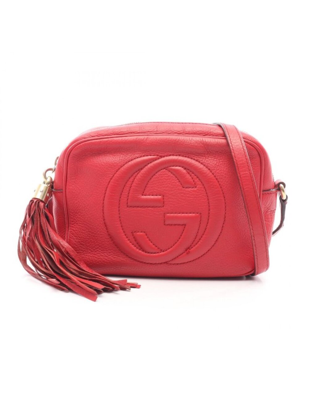 Gucci Shoulder Bag Soho Disco Interlocking G Red Leather